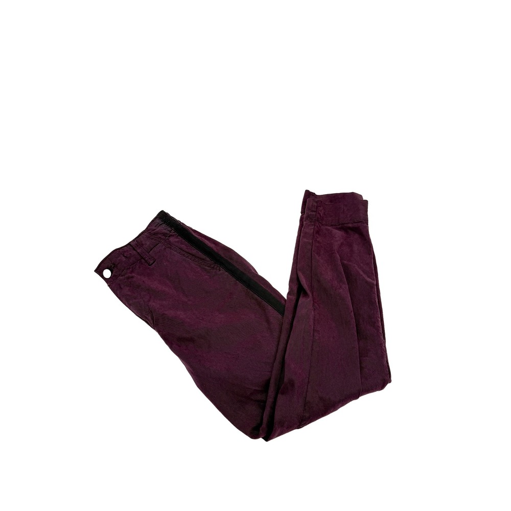 PAIGE Jogger Pants Women 25 Dark Plum Christy Side Stripe Paperbag Waist 6830G42